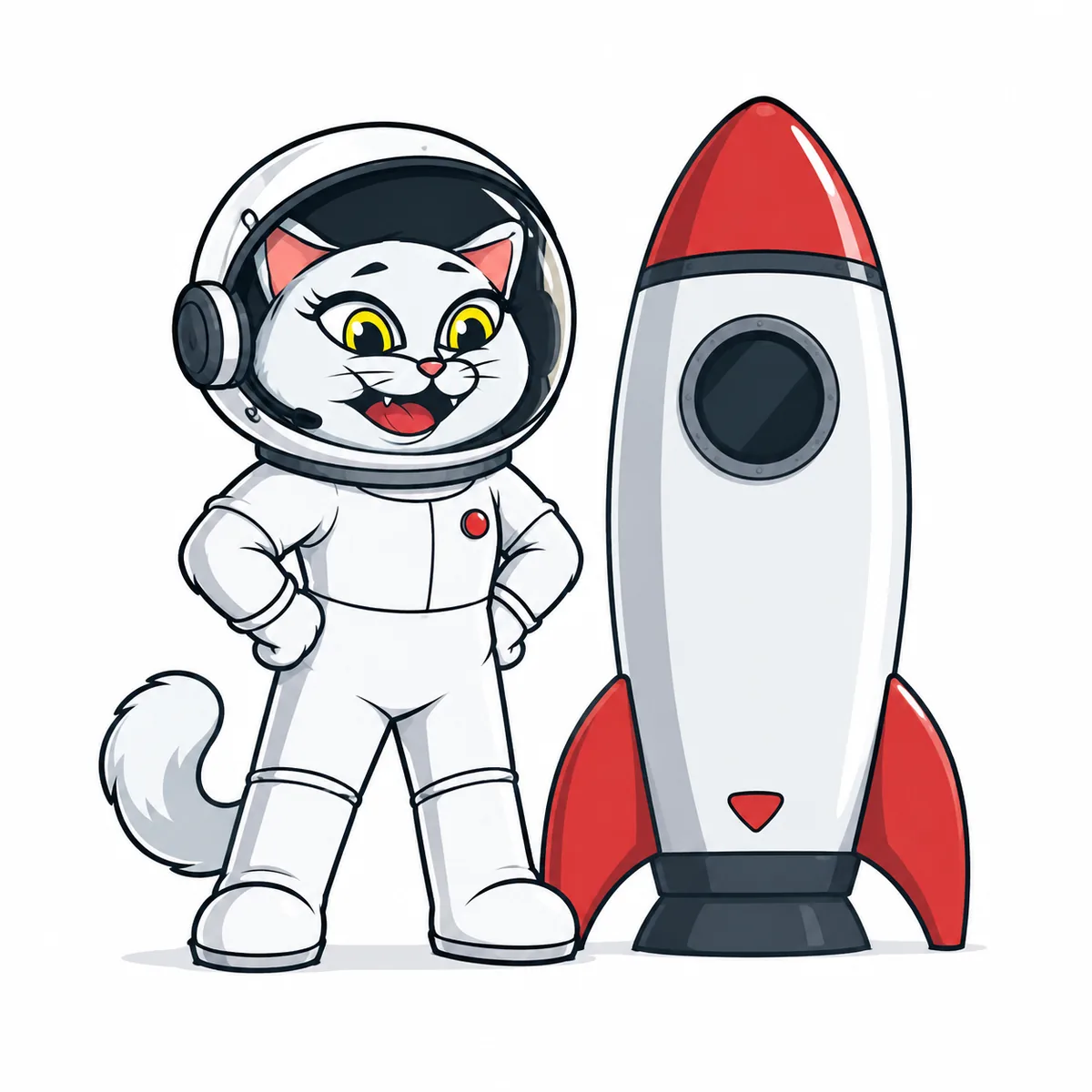 Mooncat girl on rocket