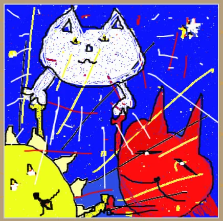 Space cats paint meme